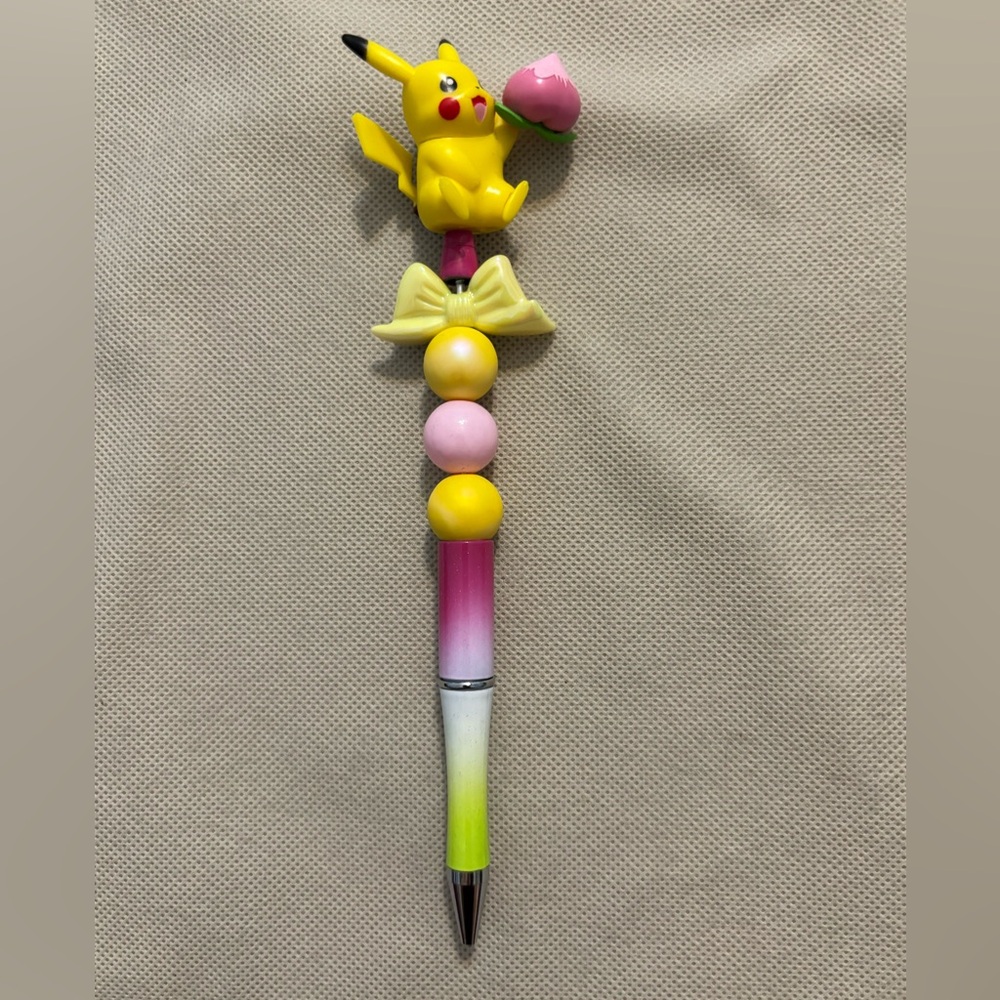 BEADED PEN ! Pikachu Pokémon character pen with beads ! New
